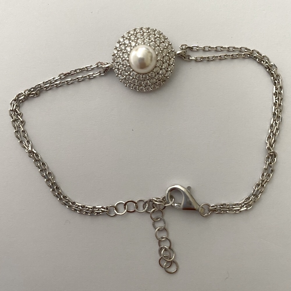 925 Silver pearl bracelet size adjustable chain